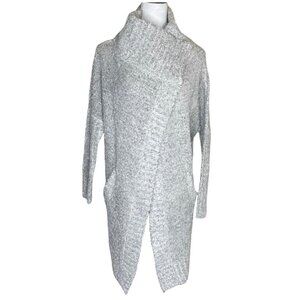 RDI Women's Cozy Chunky Knit Chenille Cable Knit Cardigan Sweater Gray Sz PM